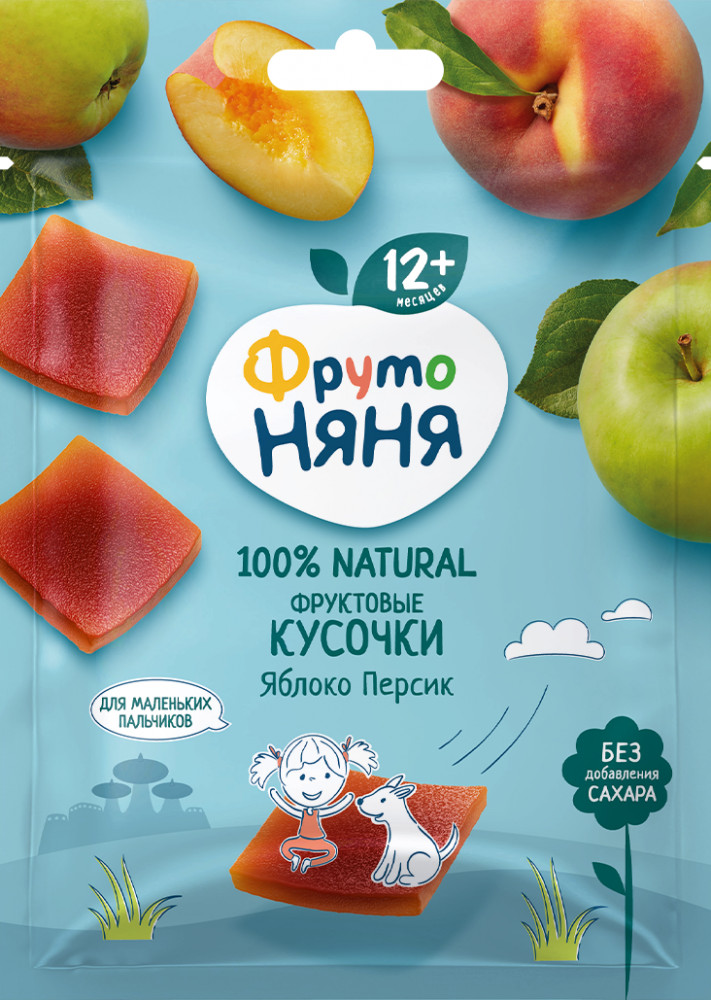 Фруктовые кусочки из яблок и персиков | ФрутоНяня