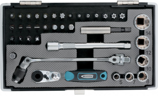 Набор: биты, головки торцевые, карданный ключ, трещотка, адаптер