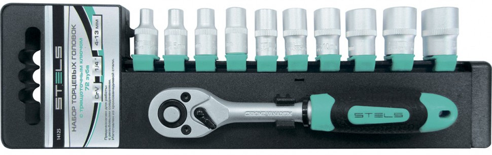 Набор головок торцевых с трещоточным ключом | Stels