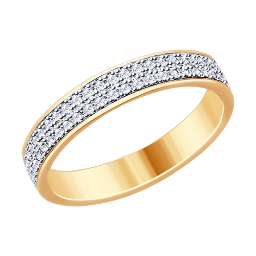 Кольцо из золочёного серебра с фианитом | SOKOLOV