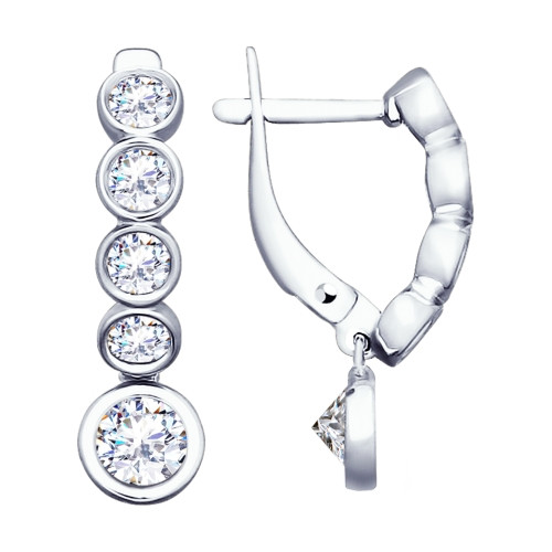 Серьги из серебра с фианитами | SOKOLOV