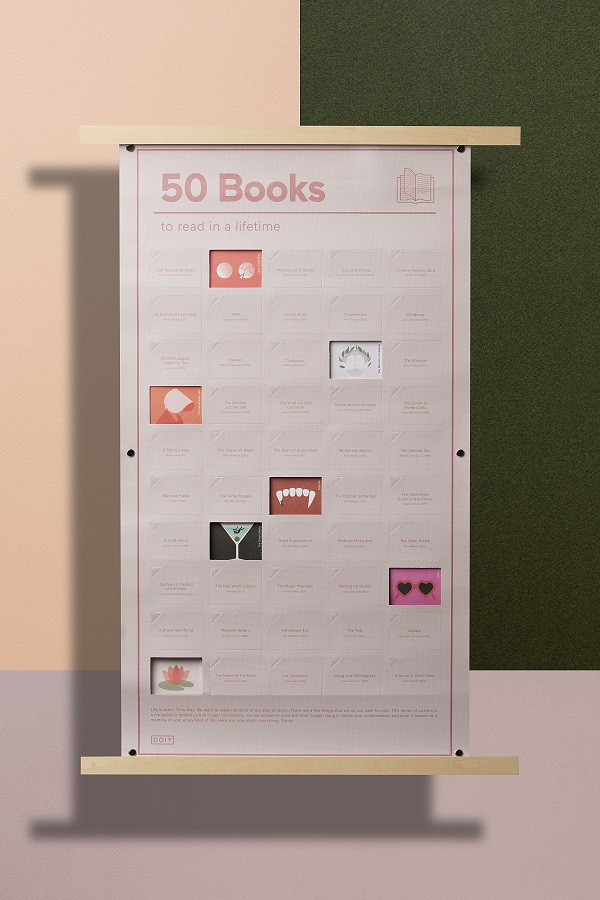 Постер «50 книг, которые нужно прочитать в жизни» | Doiy