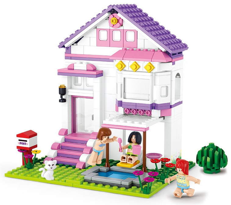 Конструктор «Вилла с бассейном» | Розовая мечта | SLUBAN