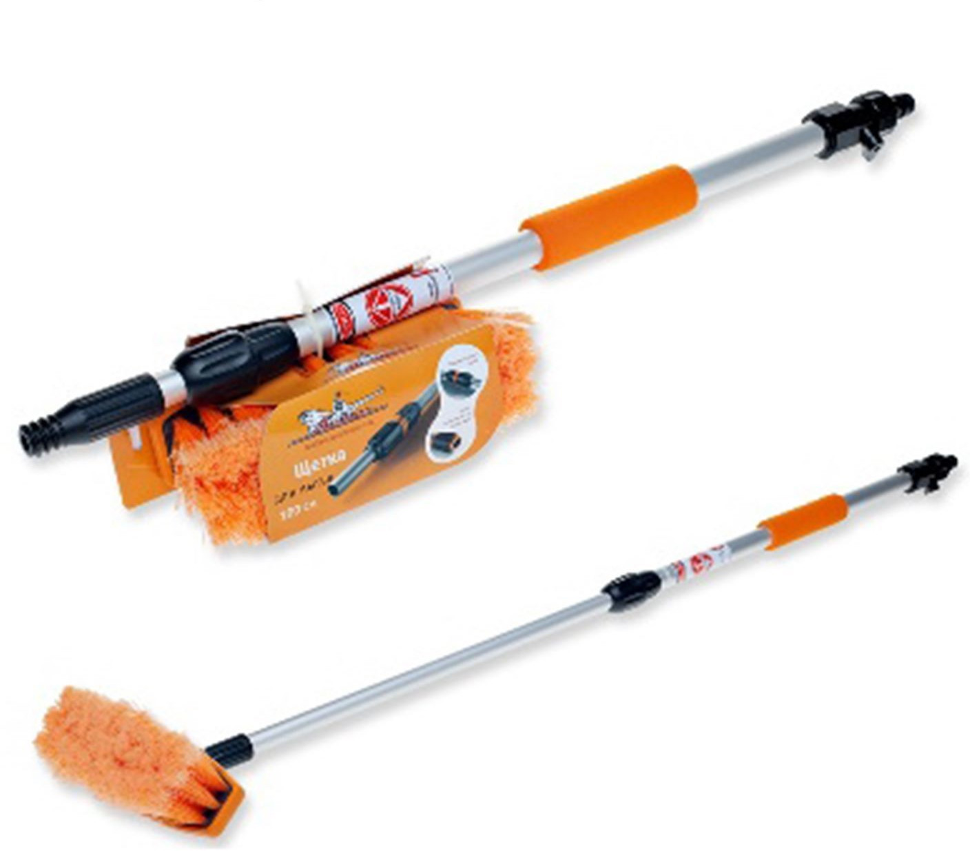 Швабра с насадкой для шланга и щеткой (телескопическая ручка) | Airline