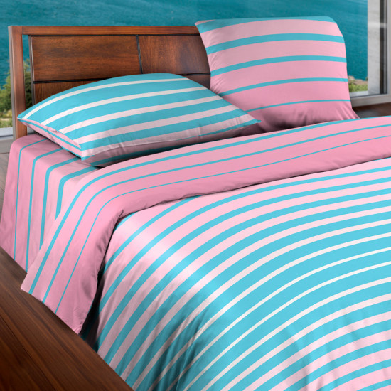 Комплект постельного белья «Stripe Pink» (семейный, БИОкомфорт, 2 наволочки 70×70)