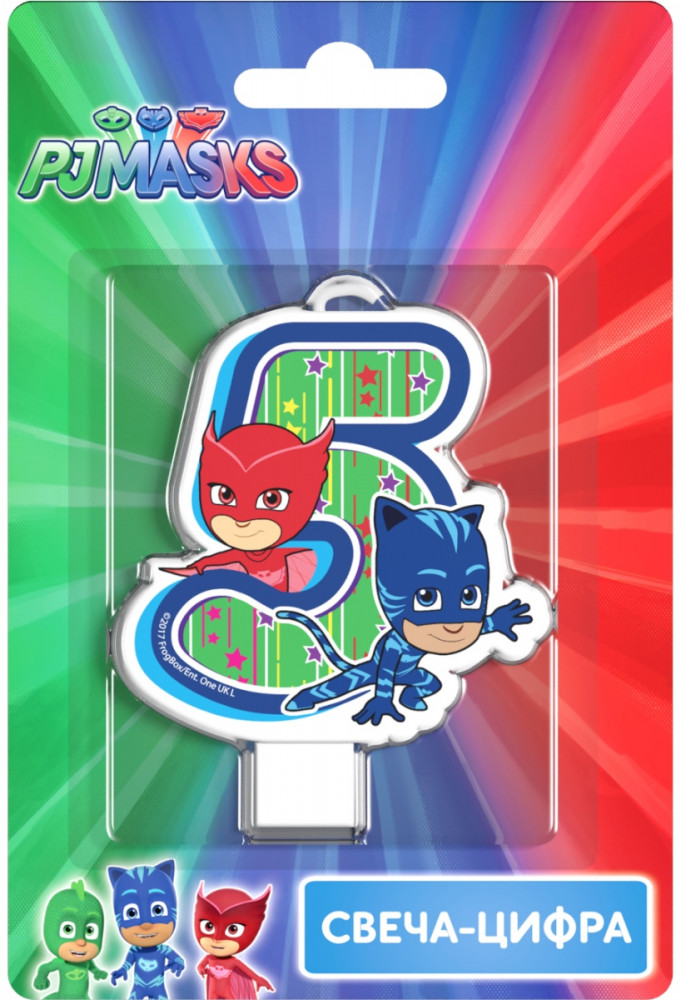 Свеча-цифра № 5 «Герои в масках» | PJ Masks