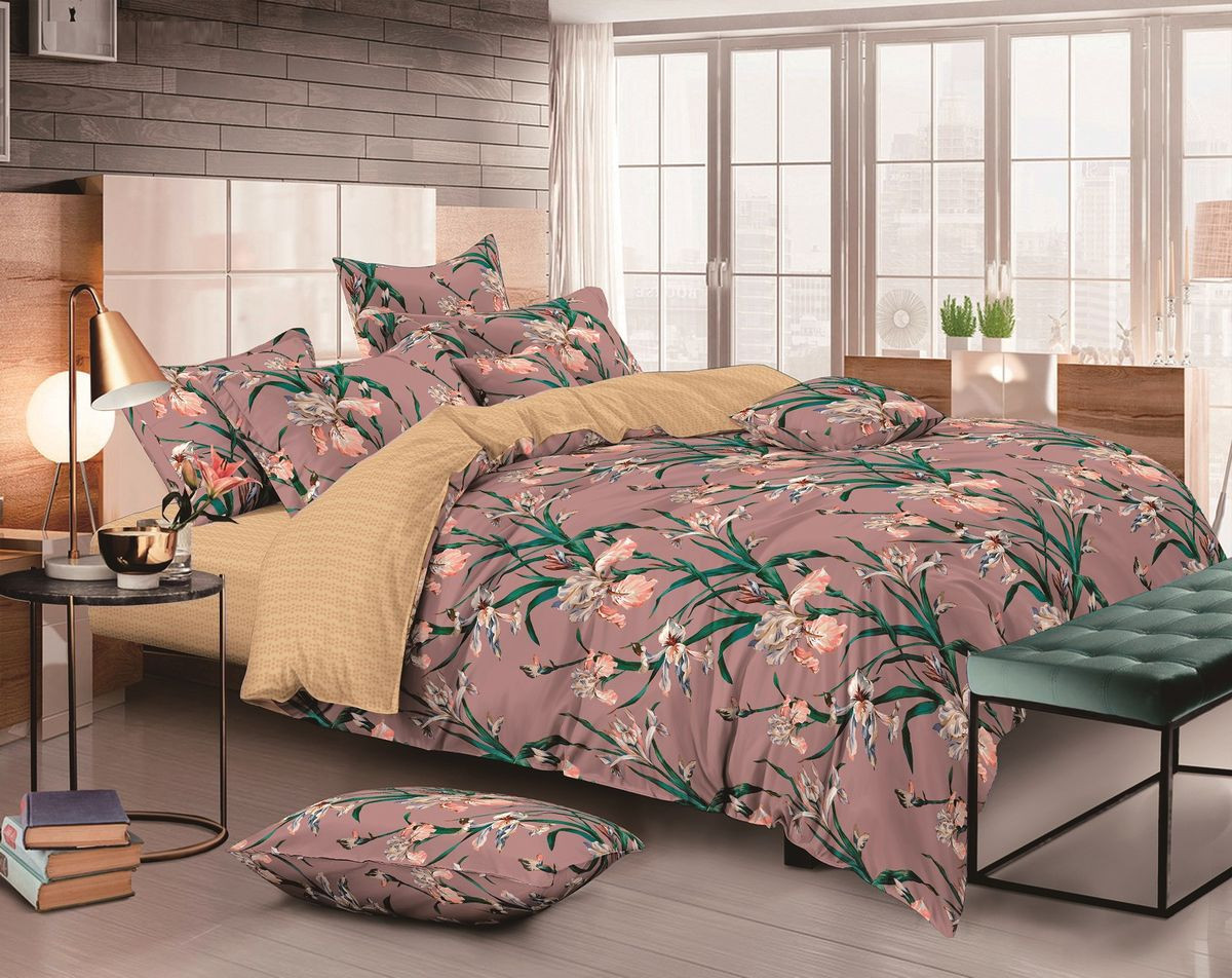 Комплект постельного белья (арт. 834, евро, сатин, 2 наволочки 70х70) | Мильфлёр | Василиса