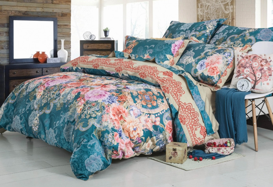 Комплект постельного белья (семейный, сатин, 2 наволочки 70×70 и 2 наволочки 50×70) | Сатин с вышивкой | Сайлид-текстиль