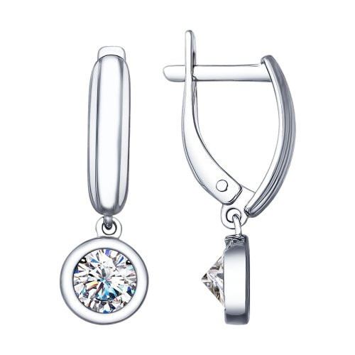 Серьги из серебра с фианитами | SOKOLOV