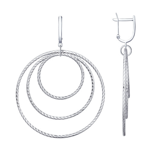 Серьги из серебра с алмазной гранью | SOKOLOV