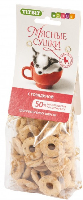Мясные сушки с говядиной (100 г) | Лакомый кусочек | TiTBiT