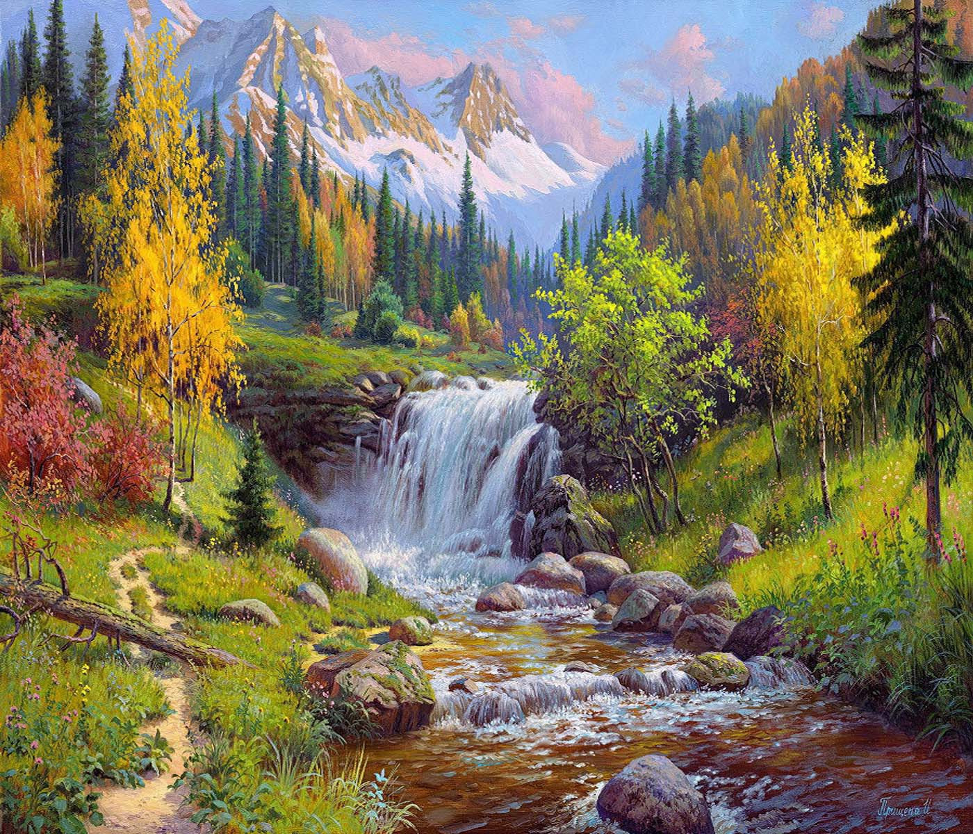 Картина по номерам «Прищепа. Горный ручей» | Картины по номерам | Molly