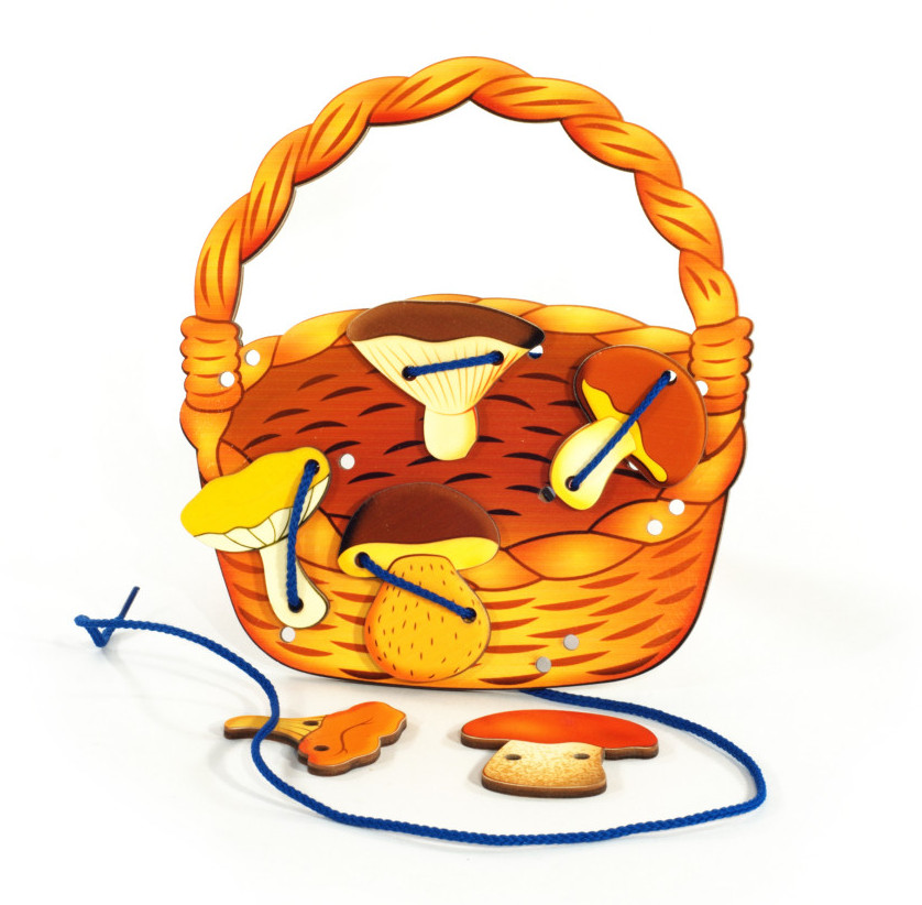 Шнуровка «Корзина с грибами» | Нескучные игры