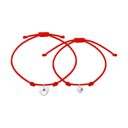 Браслет парный с серебром и фианитами | SOKOLOV