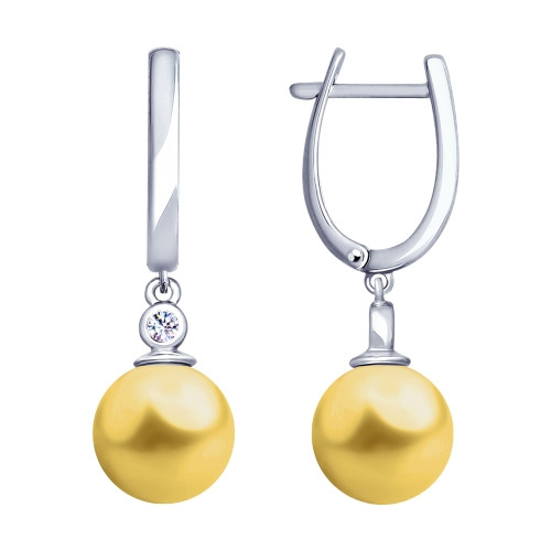 Серьги из серебра с жемчугом Swarovski и фианитами | SOKOLOV