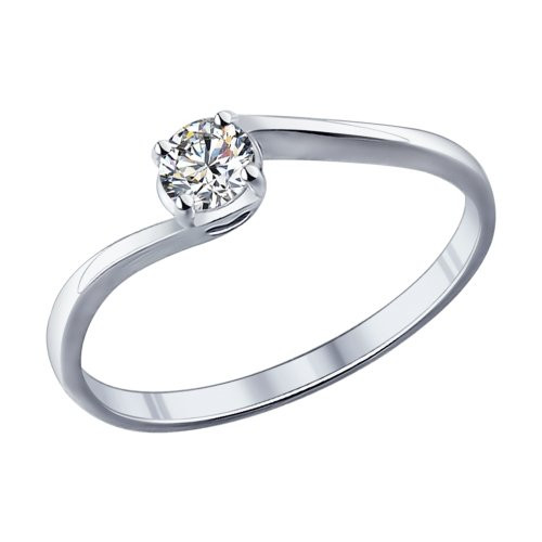 Помолвочное кольцо из серебра с фианитом | SOKOLOV