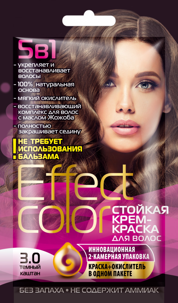 Крем-краска для волос, оттенок 3.0 Темный каштан | Effect color