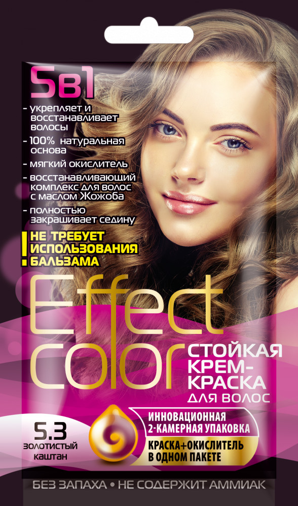 Крем-краска для волос, оттенок 5.3 Золотистый каштан | Effect color