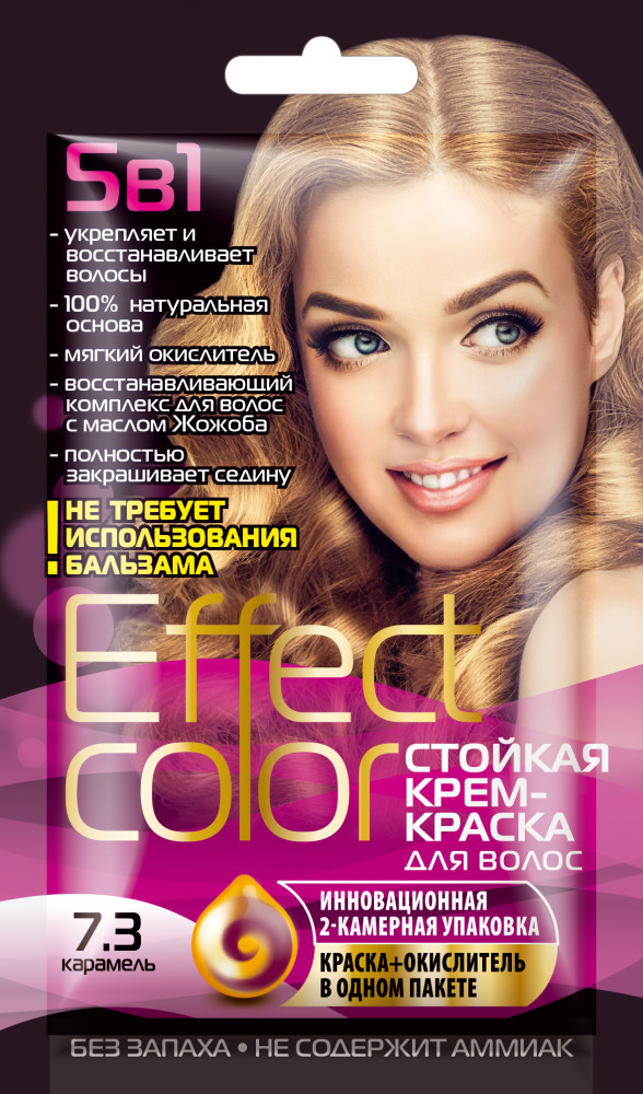 Крем-краска для волос, оттенок 7.3 Карамель | Effect color