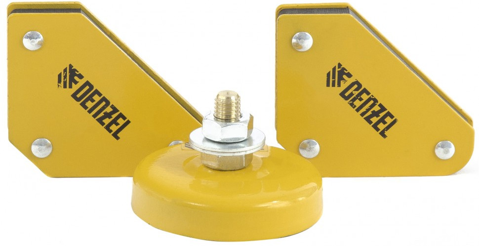 Набор из 2 магнитных сварочных фиксаторов и магнитной клеммы | Denzel