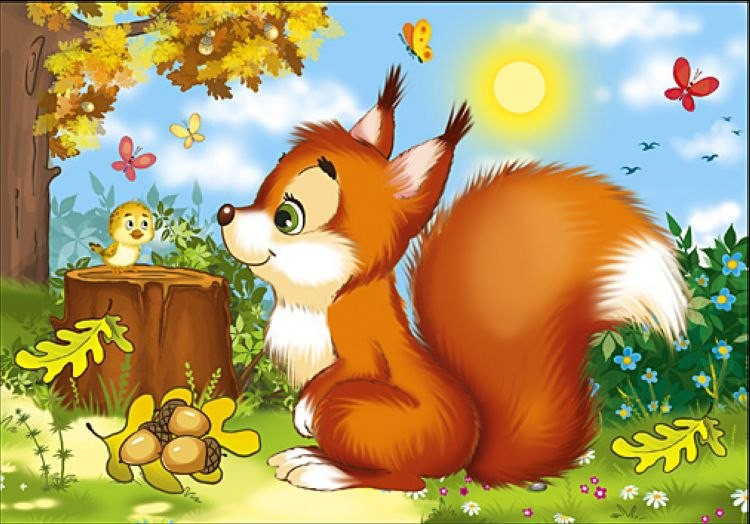 Пазл-изолон «Белочка» | Пазлы мягкие А5 | Рыжий кот