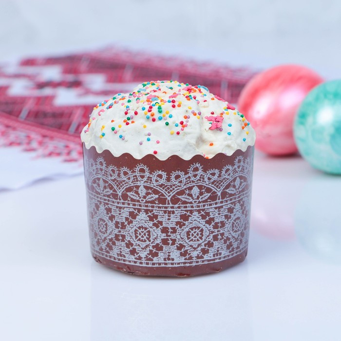 Форма бумажная для кекса, маффинов и кулича «Кружево серебряное»