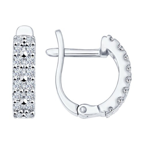 Серьги из серебра с фианитами | SOKOLOV