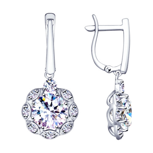 Серьги из серебра с фианитами | SOKOLOV