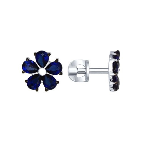 Серьги-пусеты из серебра с корундами | SOKOLOV