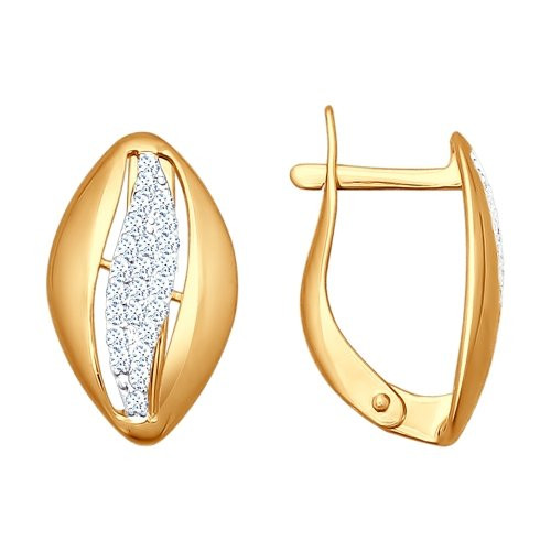 Серьги из золоченого серебра с фианитами | SOKOLOV