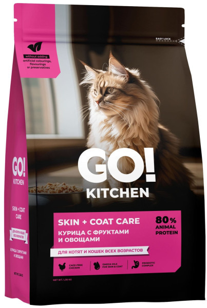 Корм для кошек с цельной курицей, фруктами и овощами | Go!