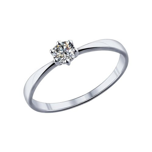Помолвочное кольцо из серебра с фианитом Swarovski | SOKOLOV
