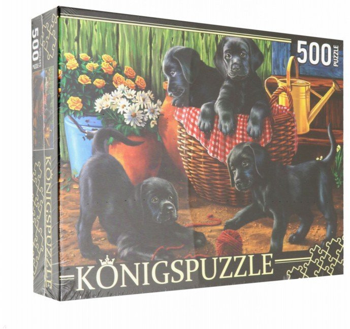 Пазл «Щенки лабрадора» | Konigspuzzle | Рыжий кот