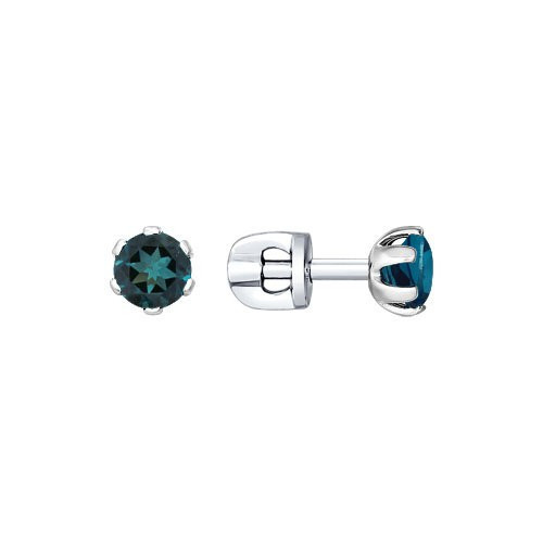 Серьги-пусеты из серебра с топазами | SOKOLOV