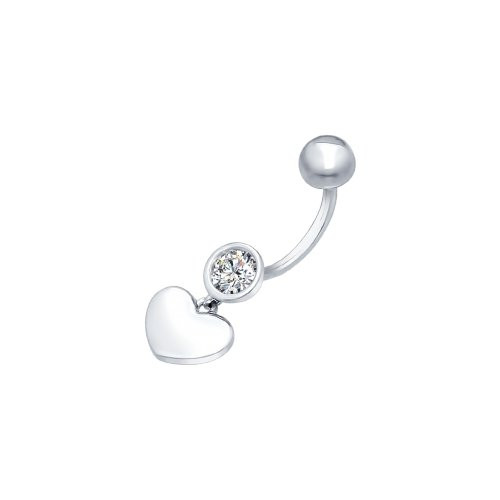 Пирсинг в пупок из серебра с фианитом | SOKOLOV