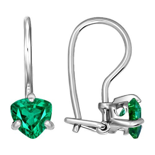 Серьги из серебра с зелеными фианитами | SOKOLOV