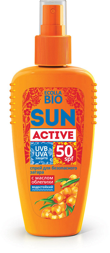 Спрей для тела солнцезащитный с маслом облепихи SPF 50 | Sun active | Биокон