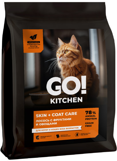 Корм беззерновой для котят и кошек с лососем | Go!