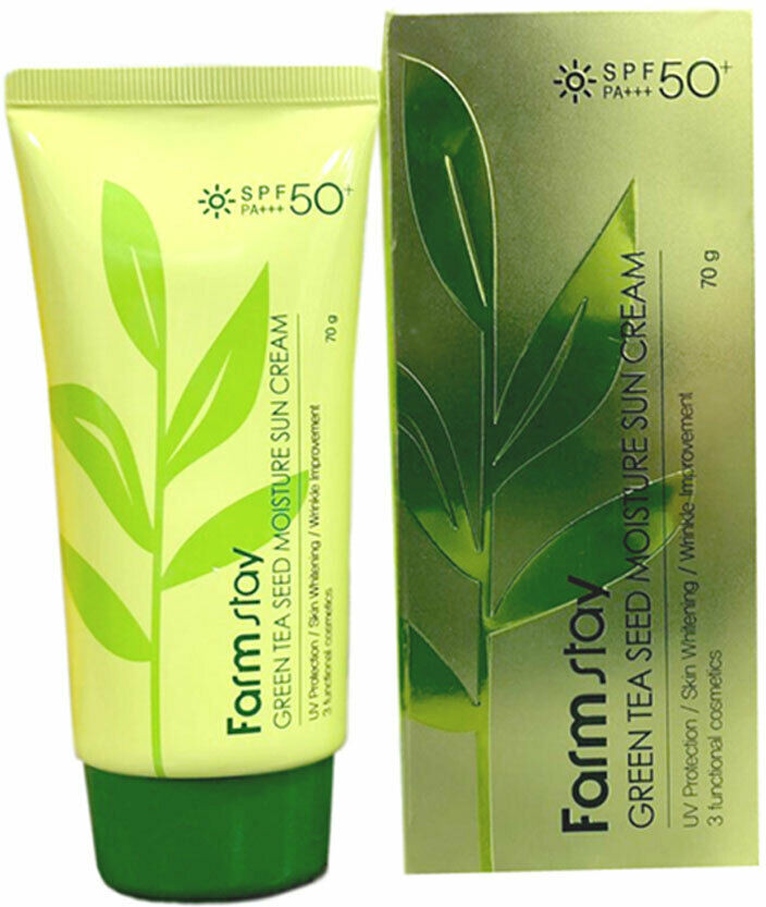 Крем для лица солнцезащитный SPF50+ PA+++ | Green Tea | FarmStay