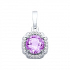 Подвеска из серебра с аметистом и фианитами