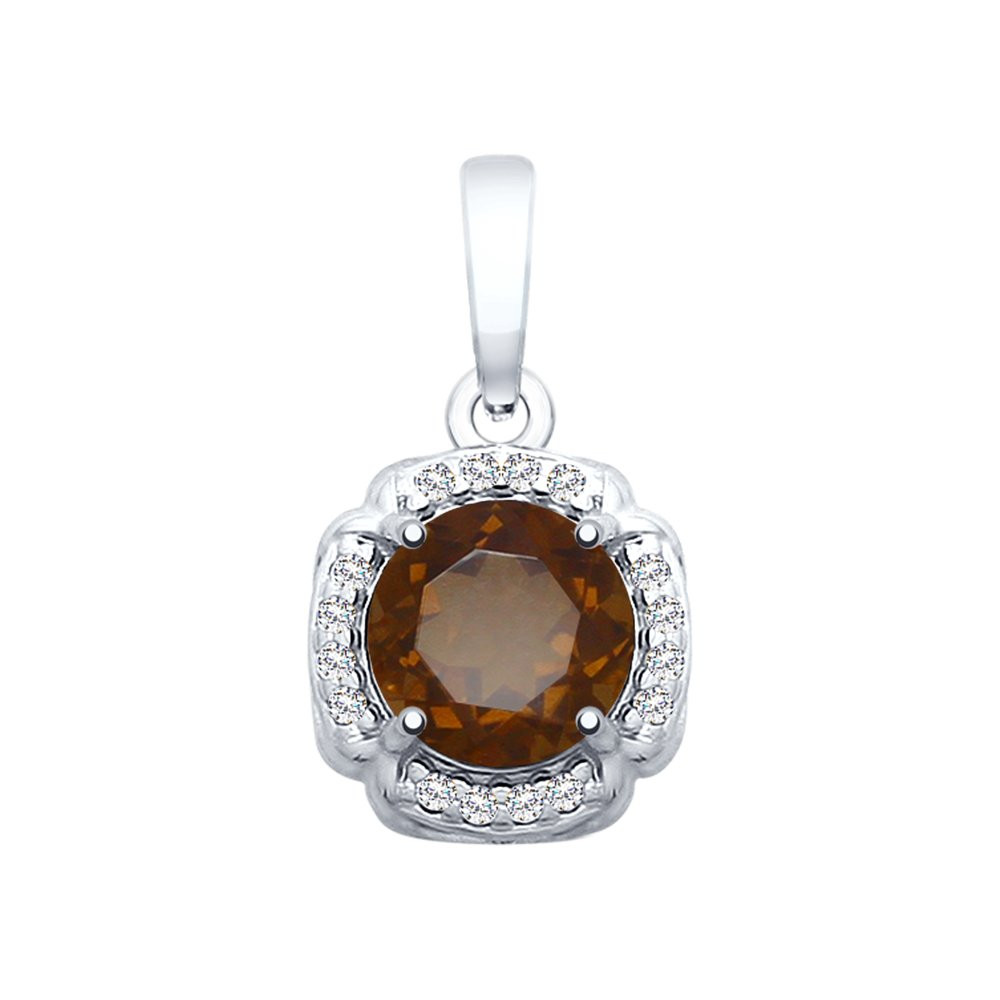 Подвеска из серебра с раухтопазом и фианитами | SOKOLOV