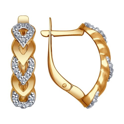 Серьги из золоченого серебра с фианитами | SOKOLOV