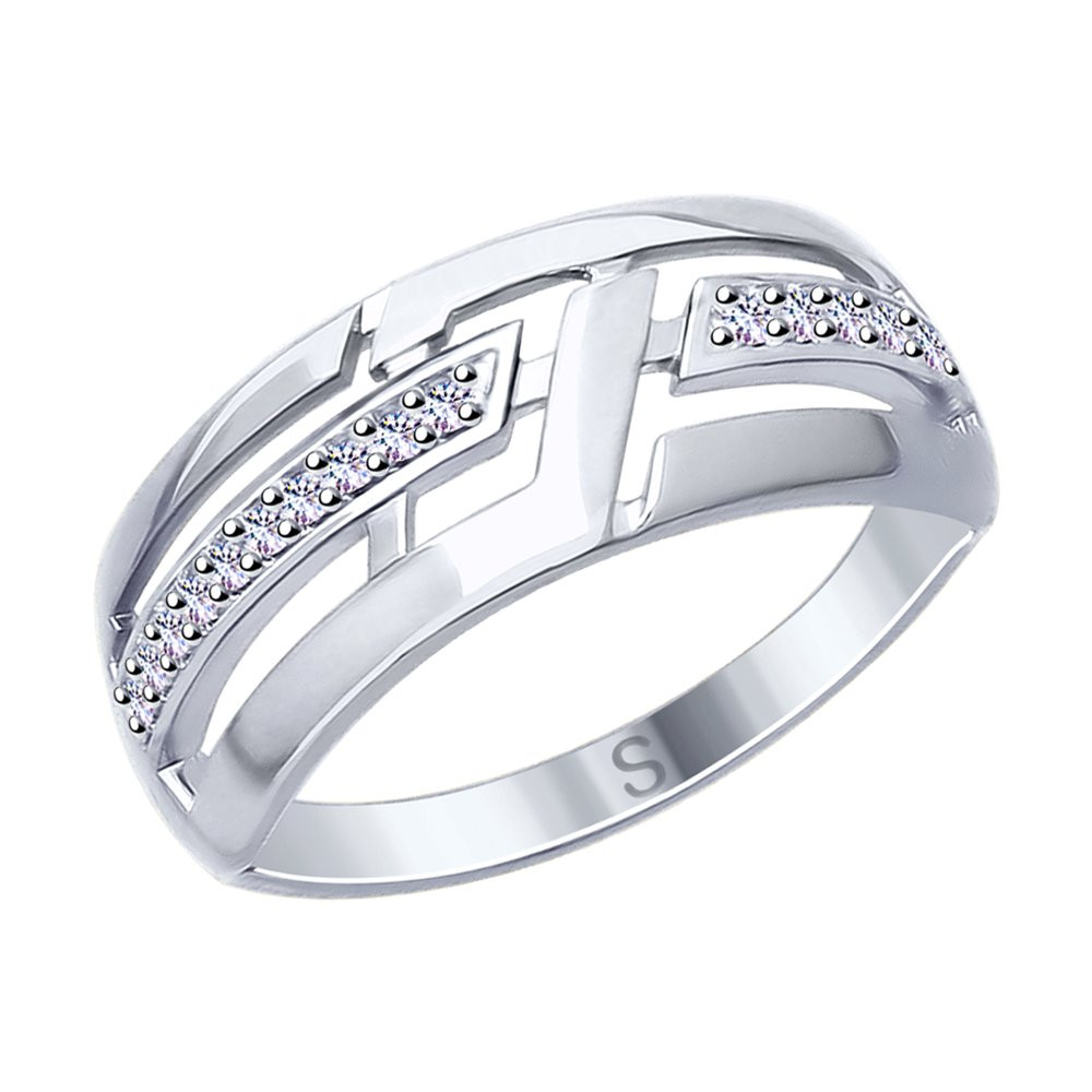 Кольцо из золочёного серебра с фианитами | SOKOLOV