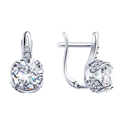 Серьги из серебра с фианитами | SOKOLOV