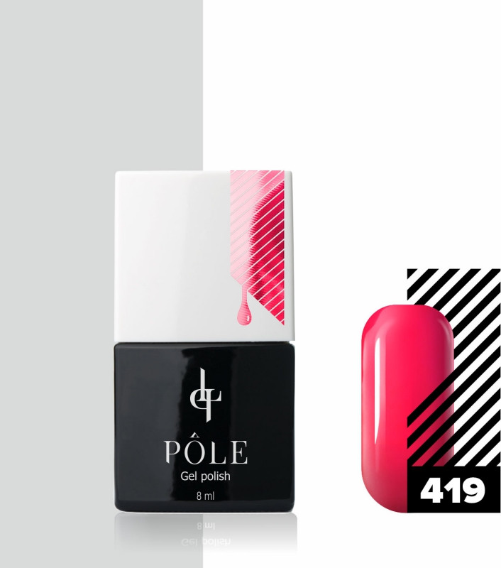Гель-лак для ногтей, оттенок 419 Клубничное драже | Pole