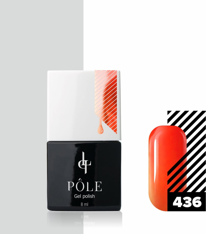 Гель-лак для ногтей, оттенок 436 Рыжий апельсин | Pole