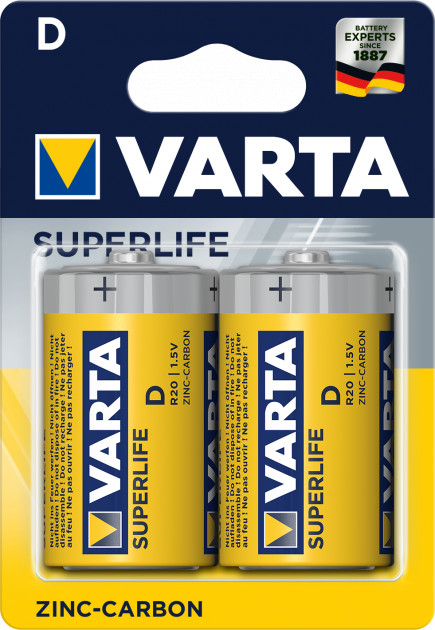 Набор батареек солевых D | Superlife | Varta