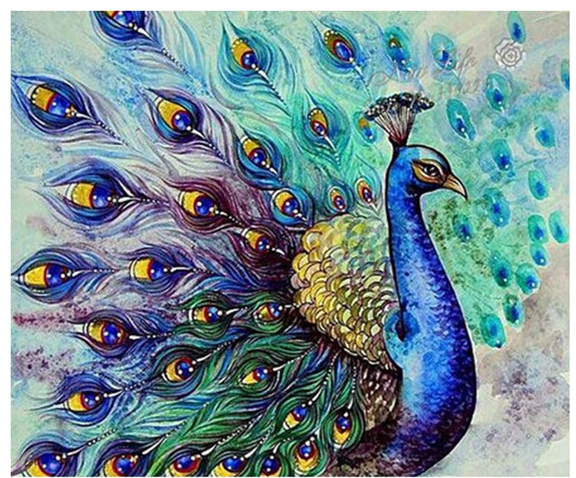 Алмазная мозаика «Красивый павлин» (с подрамником, с полным заполнением) | Рыжий кот