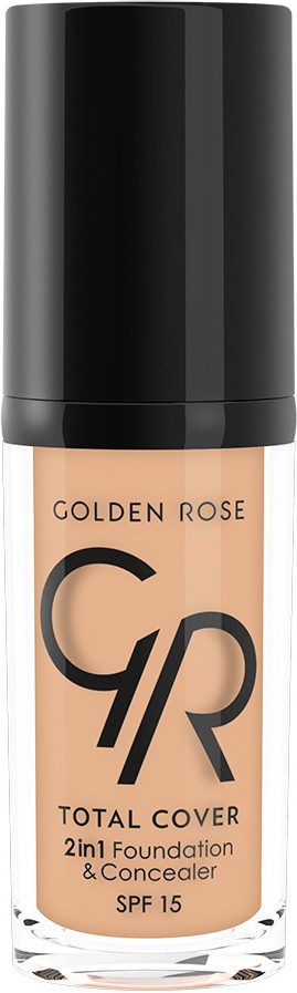 Крем тональный «Total Cover 2 in1 Foundation & Concealer» SPF 15, оттенок 12 Light Beige | Golden Rose