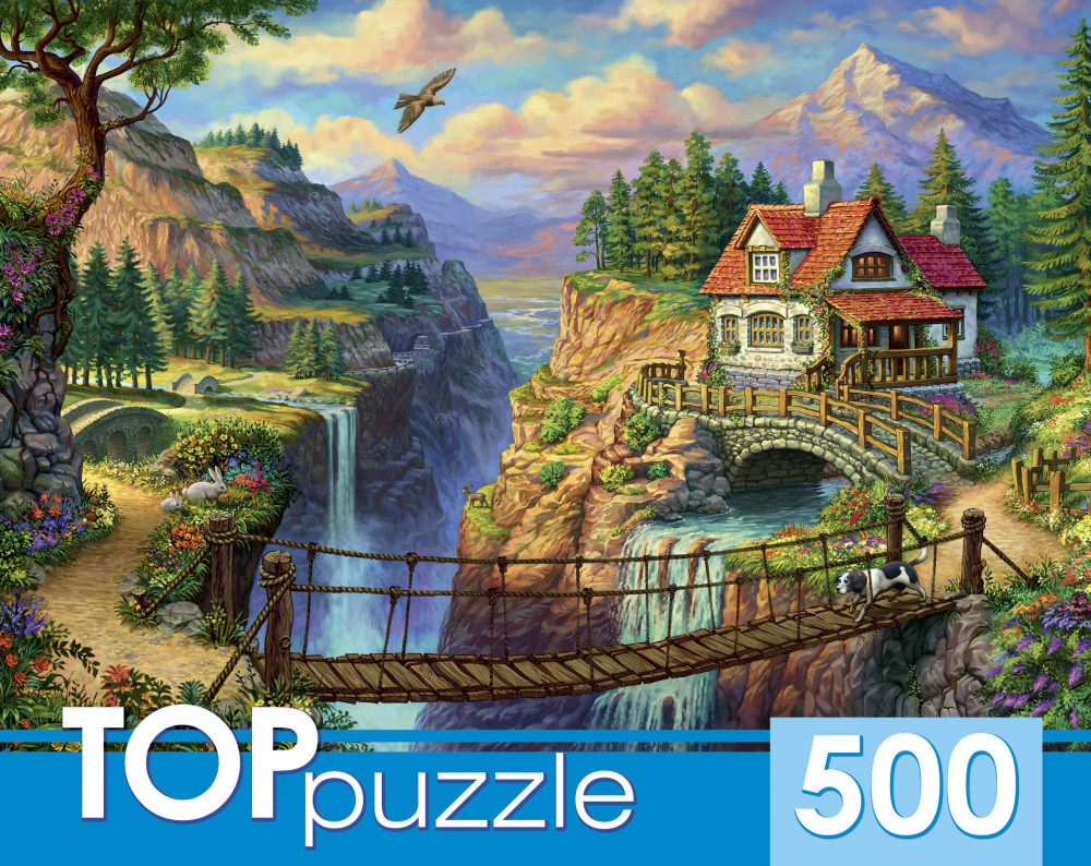 Пазл «Домик на обрыве» | TOPpuzzle-500 | Рыжий кот